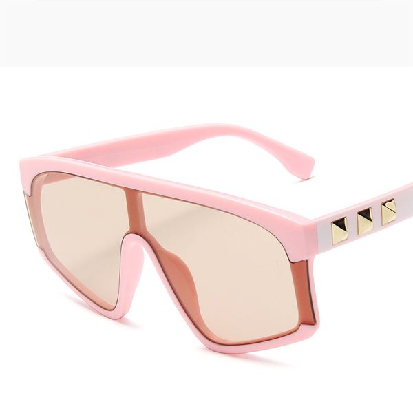 

fashion uv400 sunglasses woman large frame conjoined sunglasses personalized men's and women's rivets beach windproof glasses, White;black