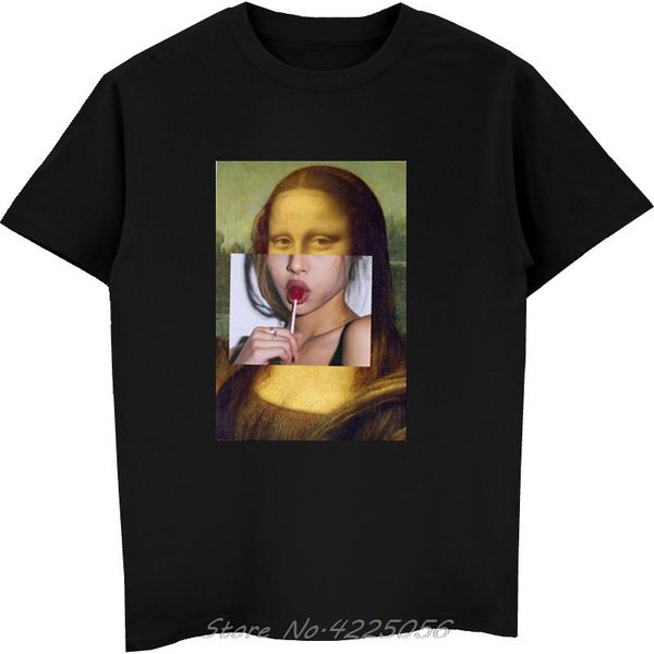 

mona lisa eat lolly pop funny t-shirt men hip hop voguet shirt casual tshirts vintage aesthetic clothes harajuku tees