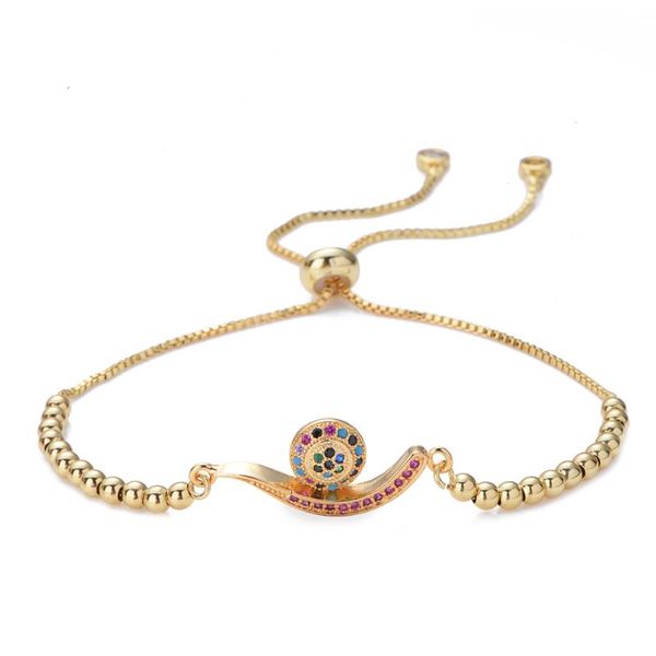 

charm bracelets micro-inlay rainbow zircon cz bracelet 6 style pendant bangles adjustable gold chain jewelry 3 color christmas gift, Golden;silver