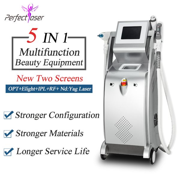 

2020 laser machine ipl + opt shr elight + nd yag laser + rf 5 in 1 laser hair removal tattoo removal beauty machine, Black
