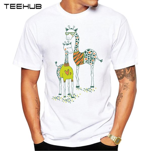 

2019 teehub men's fashion giraffes printed short sleeve t-shirt novelty o-neck design cool desgin tee