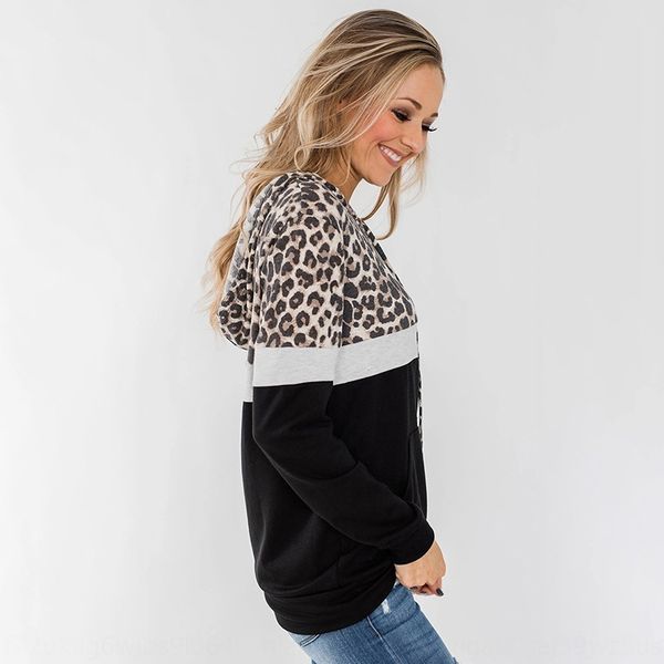 

2020 autumn and winter sweater new leopard print stitching sweater women's loose large size all-match long sleeve vvqlb, Black