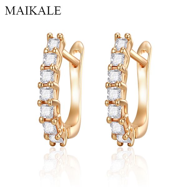 

maikale 2020 korean earrings u-shaped stud earrings for women gold silver color cubic zirconia charm gifts pendientes, Golden;silver