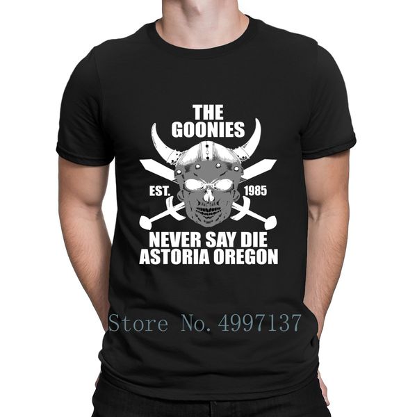 

the goonies never say die greys on black t shirt summer style short sleeve round collar building trend character shirt