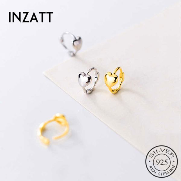 

inzareal 925 sterling silver minimalist heart round hoop earrings for fashion women party fine jewelry accessories gift, Golden;silver
