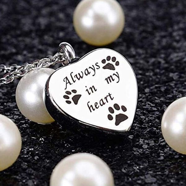 

charms heart cremation pendant necklace for women men stainless steel urn ashes holder keepsake memoria jewelry, Silver