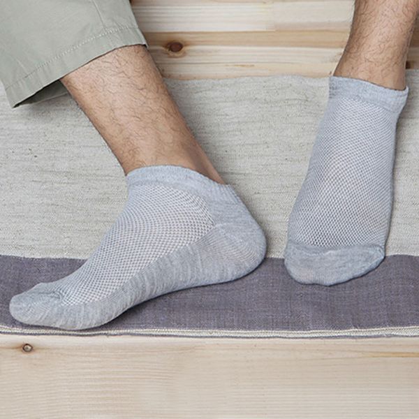 

men's socks 5pair men brand quality polyester casual breathable 3 pure colors mesh short boat for 015, Black