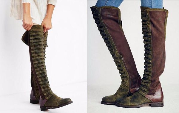 

new arrival straps cover ladies knight boots women spring fashion knee high boots flat heel shoes casual motorcycle, Black