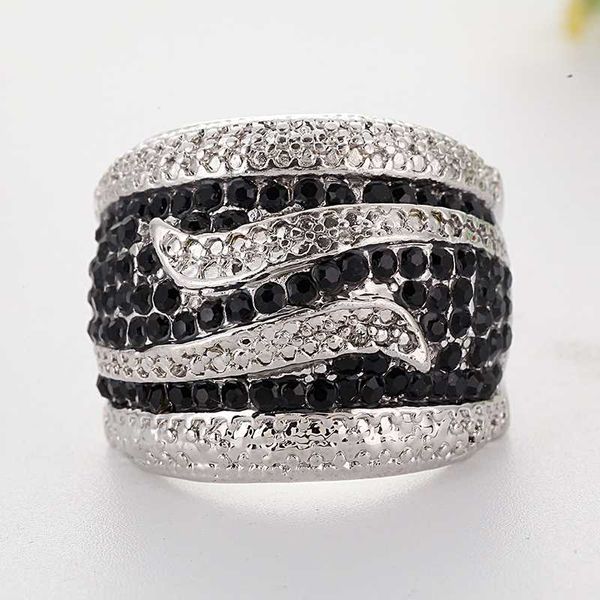 

cluster rings wholesale vintage black crystal big wedding for women silver color fashion jewelry z5k540, Golden;silver