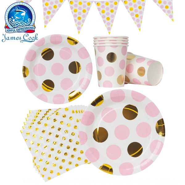 

tableware props and propssale pink big round dot children's tableware triangle flag party decoration props hgviv