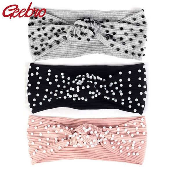 

hair accessories geebro woman summer solid rhinestones ribbed headbands for ladies soft stretch cotton head wrap turban bands