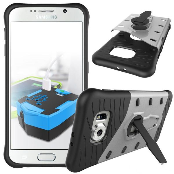 

for samsung s6 edge two in one armor case with 360 rotating kickstand hybrid phone defender s6 , s5, s7 edge cover
