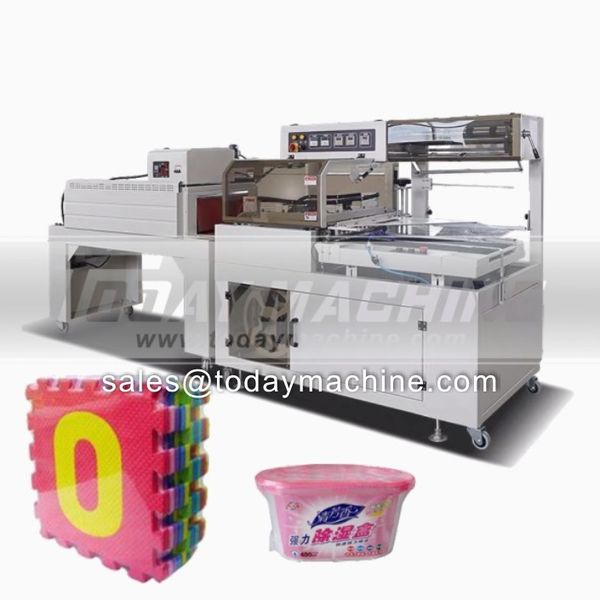 

automatic sealing and cutting pe heat shrink film packaging machine