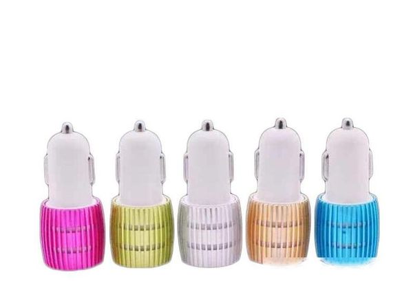 

wholesale colorful led usb car charger 2 ports 5v 2.1a micro auto power dual usb car adapter for iphone/samsung/android phones