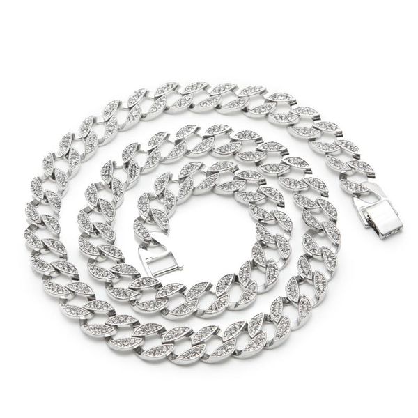 

hip hop iced out cubic zircon bling cuba 18 20 24 30 inch necklace gold silver men full diamond charm necklace jewelry gift