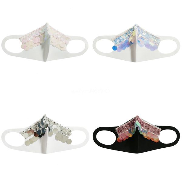 

fashion sequins face mask designer masks multicolour womenreuseable with drill bling ear hanging type face mouth cover dwc550#893, Black