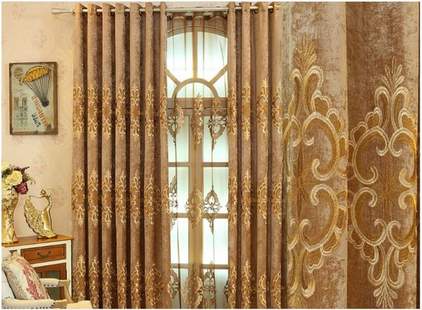 

2020 embroidered curtain european shading chenille curtain cloth customized living room bedroom curtain finished product