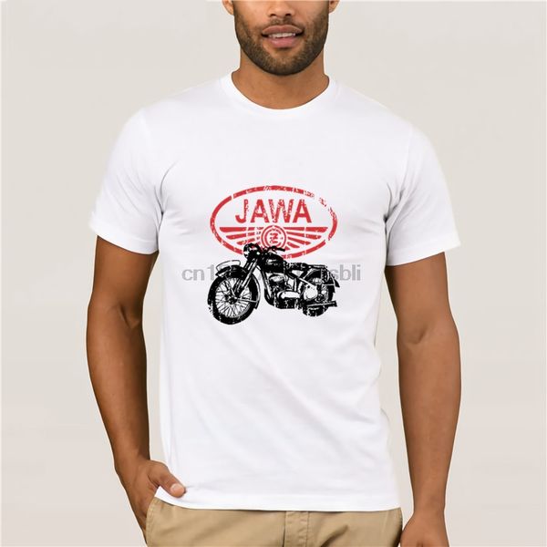 

men white sleeve t-shirt jawa z - classic czec motorbike mens t shirt