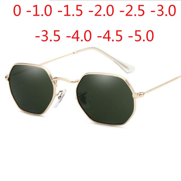 

metal hexagonmen women sun glasses gray g15 lens prescription sunglasses 0 -0.5 -1.0 -2.0 to -5.0, White;black