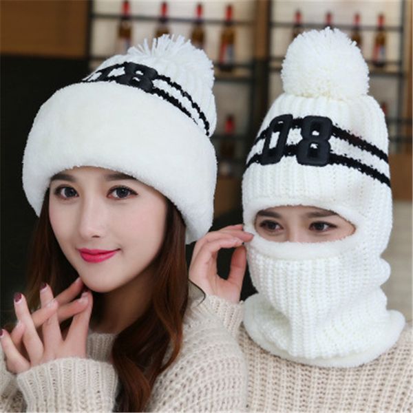 

new add knit lining winter hats women warm fur pom pom cap skullies & knit hats for women girls beanie hat, Blue;gray