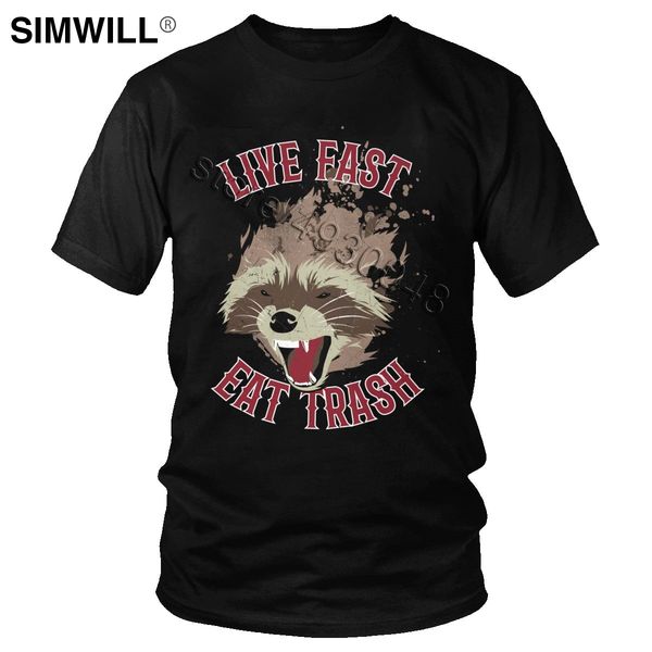 

юмор прожигать ешь trash футболка прохладный еноты футболки мужчин хлопок сердитый panda tshirt коротким рукавом круглый шеи slim fit тройни