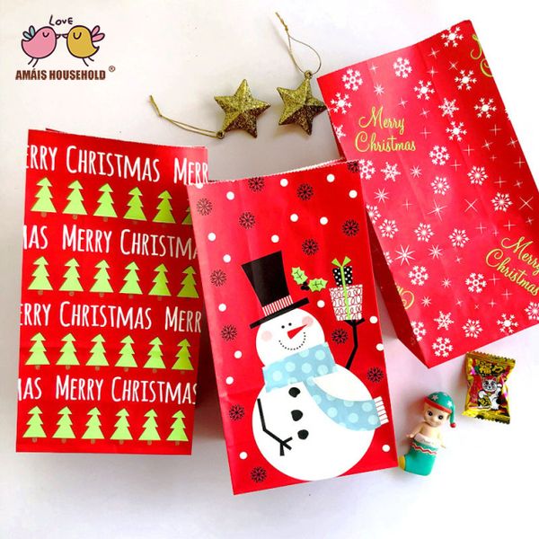 

50pcs/lot amais food level christams favor decortion kraft paper gift candy packaging bags