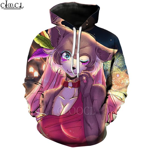 

cloocl anime beastars 3d print funny hooded sweatshirt men clothing long sleeve selling couples pullovers, Black