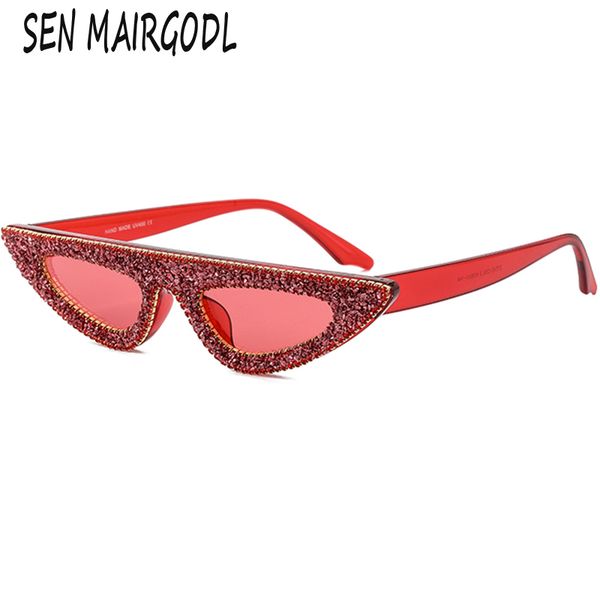 

sunglasses design cat eye women red with diamond large sun glasses retro fashion beach uv400 gafas sol, White;black