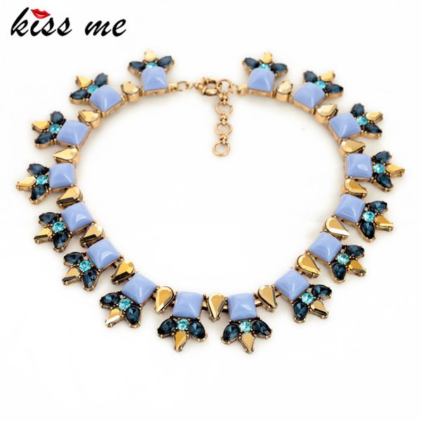 

chokers kissme 2021 blue resin stone short choker necklace brand jewelry wholesale collares mujer, Golden;silver