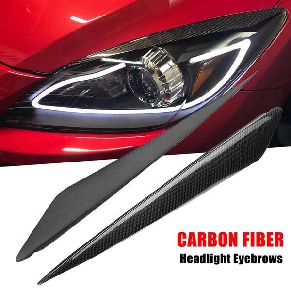 

carbon fiber headlight eyebrows cover head light lamp eyelids trim decoration for 3 2010 2011 2012 2013
