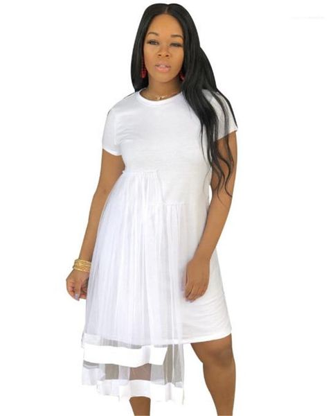 

designer mesh panelled dresses fashion natural color short sleeve crew neck dresses women clothes women dresses, Black;gray