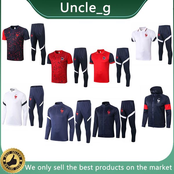 

2020 france mbappe griezmann pogba tracksuit 20 21 training shirts kit set kante football jacket hoodies long sleeve vêtements d'entraî, Black