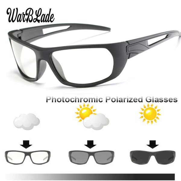 

warblade new fashion intelligent pchromic sunglasses men driving polarized chameleon discoloration sun glasses gafes de sol, White;black