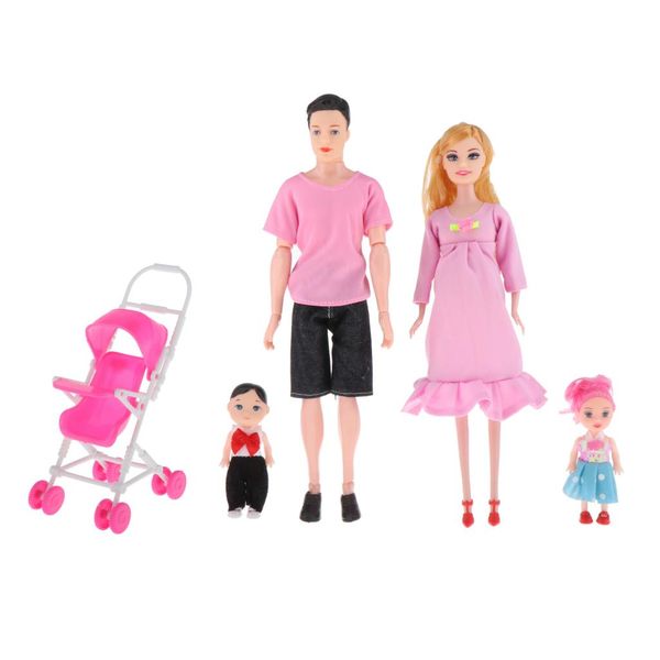 

pink family doll educational set dad pregnant mom daughter son baby in mommy's tummy for birthday children's day children