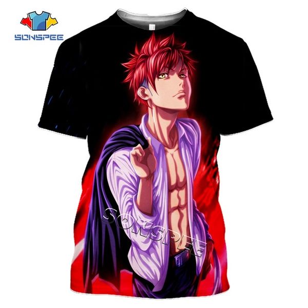 

anime print food wars shokugeki no soma summer casial boys 3d print shirts aesthetic plus size horror men clothing
