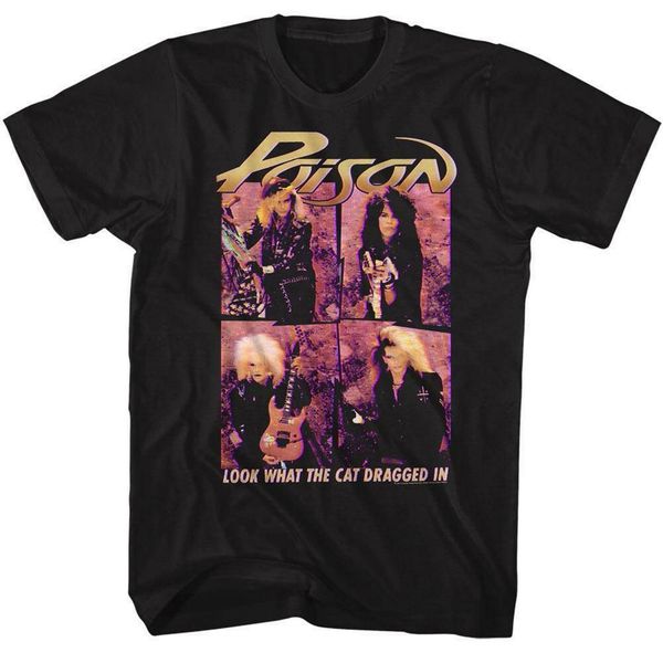 

poison look what the cat dragged in black t-shirt cotton gym sportswear tee shirt