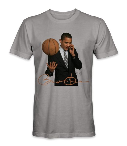 

president barack obama playing basketball and on the phone yes t-shirt breathable tee shirt