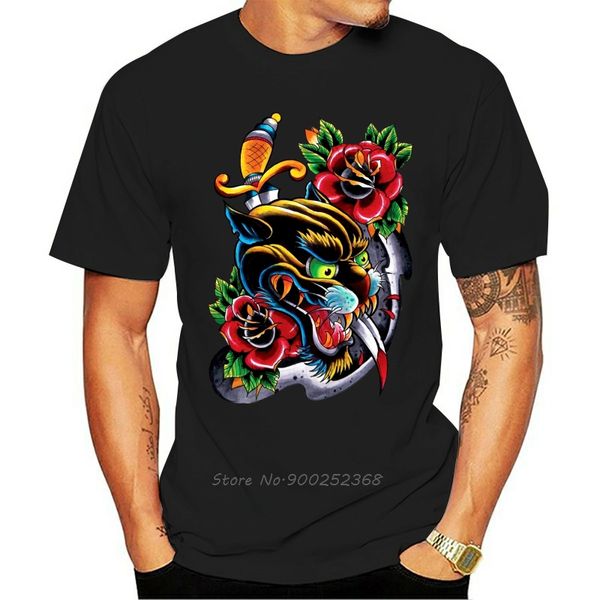 

new fashion men men hip hop 3d print t-shirt panther rose sword tattoo old school- nerd t shirts cotton tees streetwear