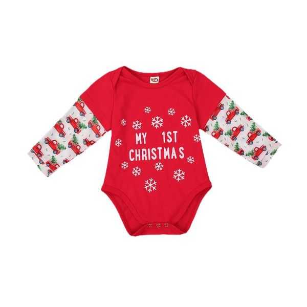 

rompers baby bodysuits christmas toddler girl boy o-neck long sleeve car pint red snow 6-18months, Blue