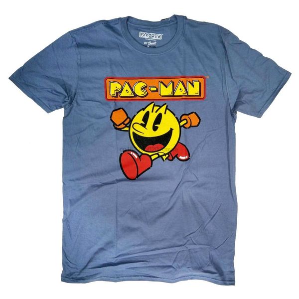 

pacman t shirt - retro running logo 100% official blue