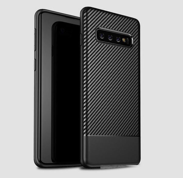 

s10 carbon fiber phone case for samsung galaxy s10 plus 1.5mm soft back silicone protective cover