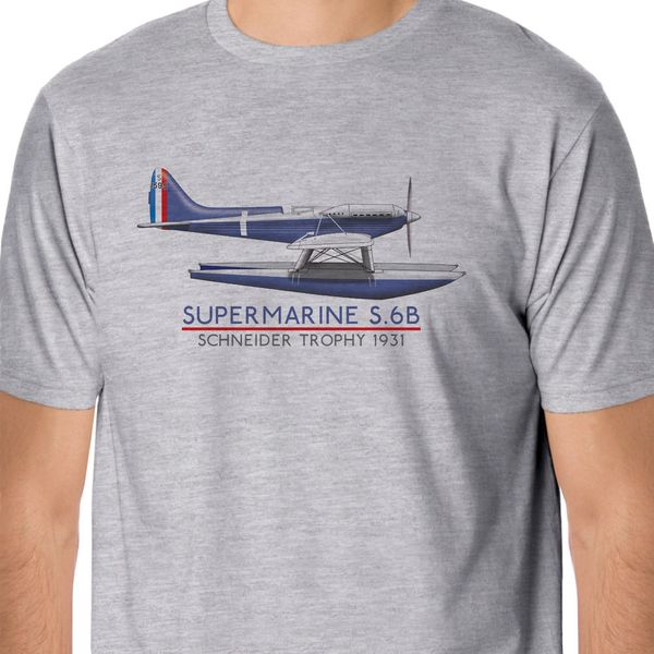 

new fashion men's short sleeve supermarine s.6b schneider trophy seaplane t-shirt basic
