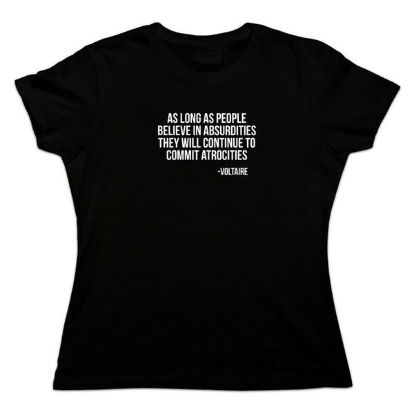 

absurdities and atrocities voltaire women's novelty t-shirt plus size clothing tee shirt