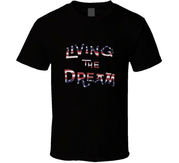 

living the dream american flag usa t shirt