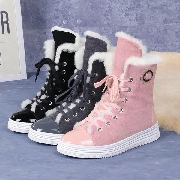 

martin booties women australia fur winter snow boots new fashion ankle boots stivali flat causal shoes ladies girls women 001, Black