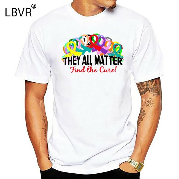 

they all matter find a cure t-shirt tee cancer awareness ribbon gift new from us cotton tee shirt custom screen printed