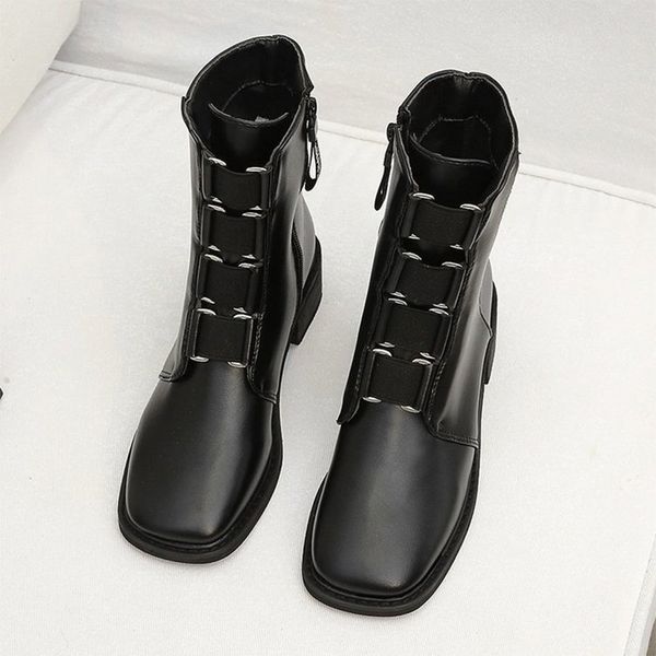 

women ankle boots women's short plush winter ladies warm flock zipper platform female footwear leather pu boots fashion 2020 new, Black