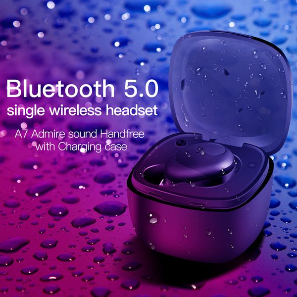 

mini a7 tws 5.0 wireless bluetooth stereo headset waterproof sport headphone in-ear earphone earbud with charging socket for smartphone