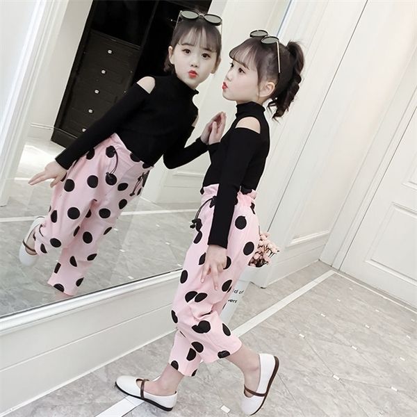 

girl clothes set size for 2t 3 4 5 6 7 8 9 10 years long sleeve pants 2pcs suits fashion baby girls bodysuit kids clothing set, White