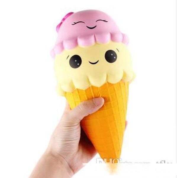 

18cm 10cm dual cute kawaii squishy charm ice cream jumbo torch pu soft smile squishies scented phone straps food toys slow rising gifts